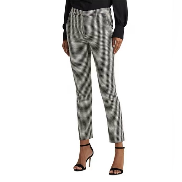NWOT, Lauren Ralph Lauren Houndstooth Mid Rise Cropped Pants Women’s Size 18 - Picture 1 of 16